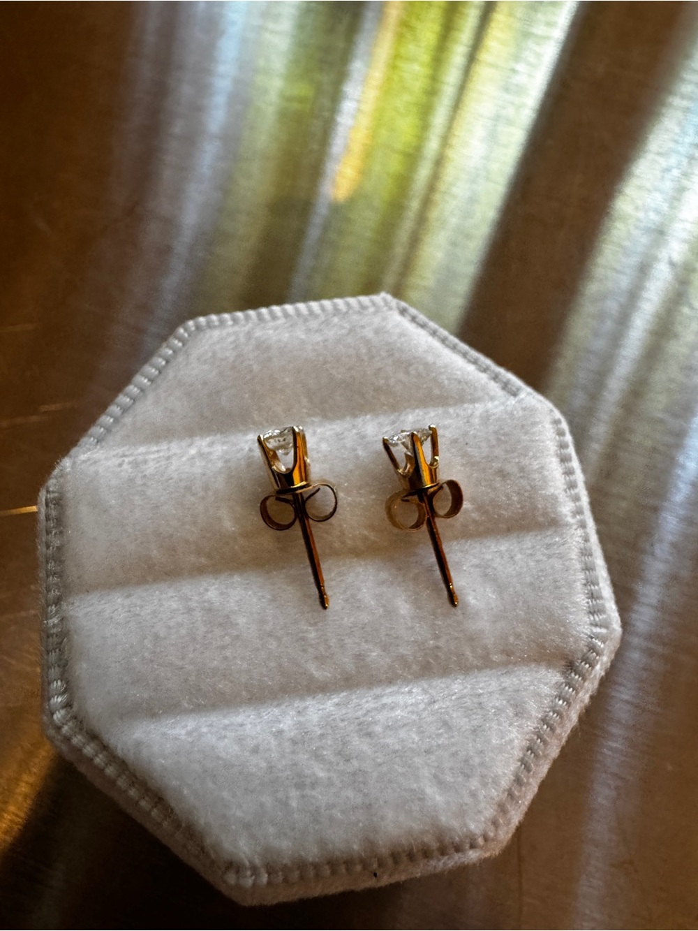 Classic Gold Solitaire Stud Earrings in 14K gold setting